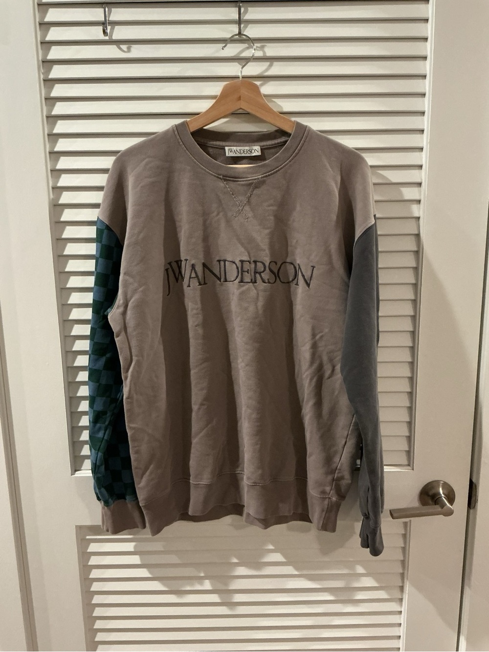JW ANDERSON Taupe Crewneck Sweatshirt with Contrasting Sleeves